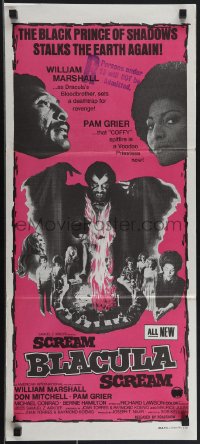 4t0515 SCREAM BLACULA SCREAM Aust daybill 1973 image of black vampire William Marshall & Pam Grier!