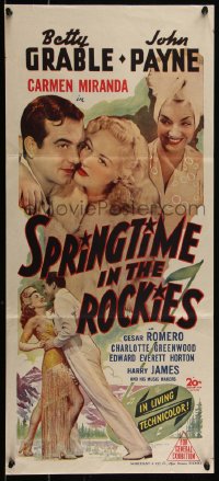 4t0521 SPRINGTIME IN THE ROCKIES Aust daybill 1942 Betty Grable, Romero & Carmen Miranda, very rare!