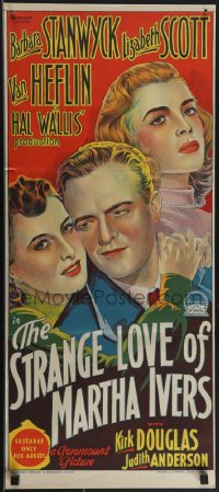 4t0524 STRANGE LOVE OF MARTHA IVERS Aust daybill 1946 Richardson Studio art of Stanwyck, Van Heflin!