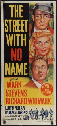 4t0525 STREET WITH NO NAME Aust daybill 1948 Richard Widmark, Mark Stevens, Barbara Lawrence, film noir!