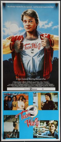 4t0526 TEEN WOLF Aust daybill 1985 teenage werewolf Michael J. Fox, different images + Cowell art!