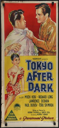 4t0531 TOKYO AFTER DARK Aust daybill 1959 Richardson Studio art of Richard Long, ultra rare!