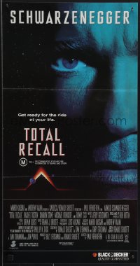 4t0532 TOTAL RECALL Aust daybill 1990 Paul Verhoeven, super close-up of Arnold Schwarzenegger!