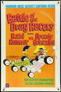 4t0979 BATTLE OF THE DRAG RACERS 1sh 1966 great art of Speedy Gonzales vs Road Runner in cars!