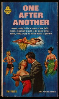 4t1393 ONE AFTER ANOTHER paperback book 1964 women come in search of new thrills, Paul Rader art!