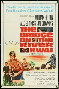 4t1005 BRIDGE ON THE RIVER KWAI 1sh R1963 William Holden with gun, David Lean WWII classic!