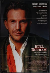 4t1007 BULL DURHAM style B 1sh 1988 great close-up image of baseball player Kevin Costner!