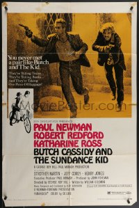 4t1008 BUTCH CASSIDY & THE SUNDANCE KID style B 1sh 1969 Paul Newman, Robert Redford, Ross!