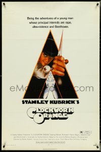 4t1014 CLOCKWORK ORANGE R-rated 1sh 1972 Stanley Kubrick, Castle art of Malcolm McDowell!