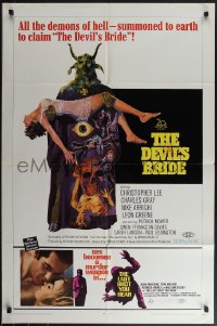 4t1030 DEVIL'S BRIDE/LAST SHOT YOU HEAR 1sh 1968 great horror artwork, Terence Fisher, Hammer!