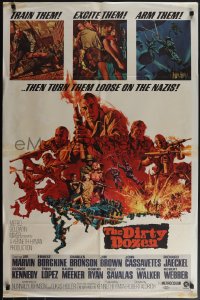 4t1034 DIRTY DOZEN 1sh 1967 Charles Bronson, Jim Brown, Lee Marvin, cool Frank McCarthy art!