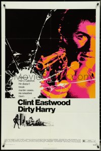 4t1035 DIRTY HARRY 1sh 1971 art of Clint Eastwood pointing his .44 magnum, Don Siegel crime classic!