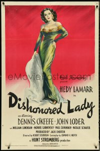 4t1036 DISHONORED LADY 1sh 1947 close up of super sexy Hedy Lamarr who could not help loving!