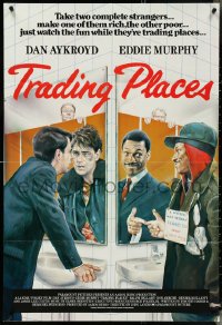 4t1340 TRADING PLACES English 1sh 1983 great different Purkis art of Eddie Murphy & Dan Aykroyd!