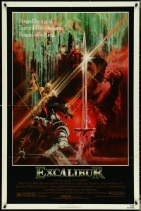 4t1048 EXCALIBUR 1sh 1981 John Boorman, cool medieval fantasy sword artwork by Bob Peak!