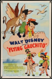 4t1061 FLYING GAUCHITO 1sh 1955 Walt Disney, art of Pinocchio-like boy & winged donkey, very rare!