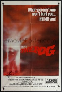 4t1062 FOG signed 1sh 1980 by Tom Atkins who played Nick Castle, bolt your doors, lock your windows!