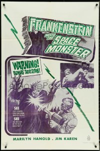 4t1065 FRANKENSTEIN MEETS THE SPACE MONSTER military 1sh 1965 warning - beware the stare, ultra rare!