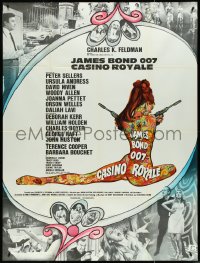 4t0170 CASINO ROYALE French 1p 1967 Bond spy spoof, sexy psychedelic Kerfyser art + photo montage!