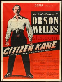 4t0171 CITIZEN KANE French 1p R1950s different art of Orson Welles as Charles Foster Kane!