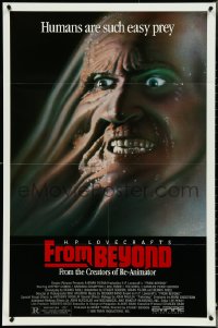 4t1074 FROM BEYOND 1sh 1986 H.P. Lovecraft, wild sci-fi horror image, humans are such easy prey!