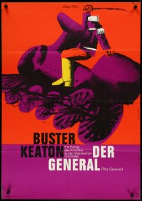 4t0396 GENERAL German R1961 cool Hans Hillmann art of Buster Keaton riding train!