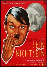 4t0402 TO BE OR NOT TO BE German 1960 Lubitsch, completely different art of 'Hitler', ultra rare!