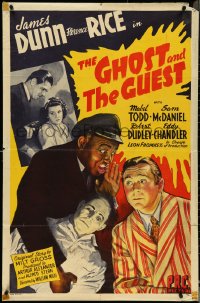 4t1080 GHOST & THE GUEST 1sh 1943 stone litho art of James Dunn, Florence Rice & Sam McDaniel, rare!