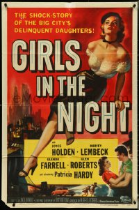 4t1083 GIRLS IN THE NIGHT 1sh 1953 great art of barely dressed sexy bad girl Joyce Holden!