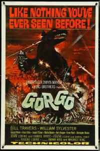 4t1086 GORGO 1sh 1961 great artwork of giant monster terrorizing London by Joseph Smith!