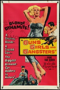 4t1093 GUNS, GIRLS & GANGSTERS 1sh 1959 sexy Mamie Van Doren in a Las Vegas casino robbery!