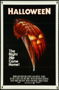 4t1094 HALLOWEEN 1sh 1978 John Carpenter classic, great Bob Gleason art with black ratings box!