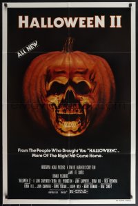 4t1095 HALLOWEEN II 1sh 1981 cool jack-o-lantern skull image, more of the night HE came home!