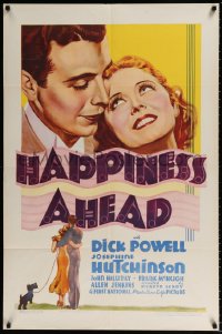 4t1097 HAPPINESS AHEAD 1sh 1934 Dick Powell loves Josephine Hutchinson in New York City, very rare!