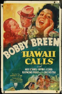 4t1098 HAWAII CALLS 1sh 1938 Sparks, young Bobby Breen singing + sexy native dancers, rare!