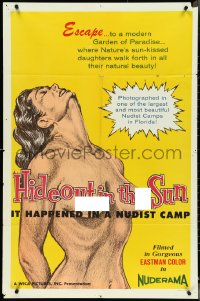 4t1101 HIDEOUT IN THE SUN 1sh 1960 Doris Wishman, it happened in a nudist camp, great nude art!