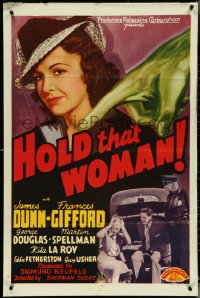 4t1104 HOLD THAT WOMAN 1sh 1940 cool green pointing hand art & pretty Frances Gifford, ultra rare!