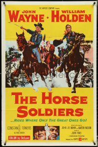 4t1107 HORSE SOLDIERS 1sh 1959 art of U.S. Cavalrymen John Wayne & William Holden, John Ford