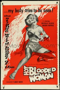 4t1108 HOT BLOODED WOMAN 1sh 1965 the strange weird hunger of her body cries to be seen!