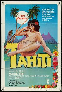 4t1116 I AM CURIOUS TAHITI 1sh 1970 sexy Ekaleri artwork of the fabulous naked Maria Pia!