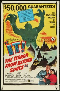 4t1127 IT! THE TERROR FROM BEYOND SPACE 1sh 1958 $50,000 guaranteed if you can prove IT!