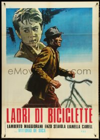 4t0122 BICYCLE THIEF Italian 1p R1958 Vittorio De Sica's classic Ladri di biciclette, wonderful art!