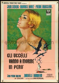 4t0123 BIRDS IN PERU Italian 1p 1968 different Favalli/Valcarenghi art of sexy topless Jean Seberg!