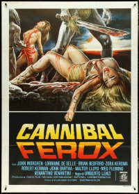 4t0124 CANNIBAL FEROX Italian 1p 1981 Umberto Lenzi, wild art of natives w/machetes torturing women!