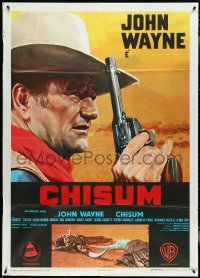 4t0126 CHISUM Italian 1p 1970 great profile close up art of big John Wayne with gun by Enzo Nistri!