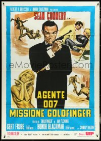 4t0139 GOLDFINGER Italian 1p R1980s art of Sean Connery as James Bond + sexy golden Shirley Eaton!