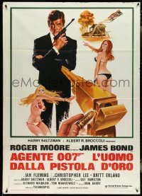 4t0151 MAN WITH THE GOLDEN GUN Italian 1p R1970s Enzo Sciotti art of Roger Moore as James Bond!