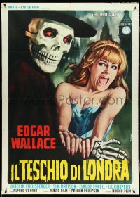 4t0268 ZOMBIE WALKS Italian 1p 1969 Edgar Wallace, Casaro art of skeleton guy & sexy girl in London!