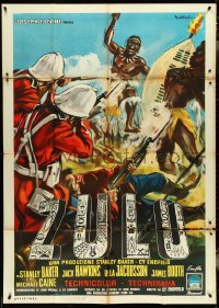 4t0225 ZULU Italian 1p 1964 Stanley Baker & Michael Caine classic, different Colizzi art!