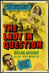 4t1139 LADY IN QUESTION 1sh 1940 jury found sexy Rita Hayworth innocent, not TOO innocent, rare!